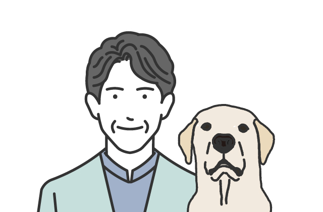 男性と犬の画像