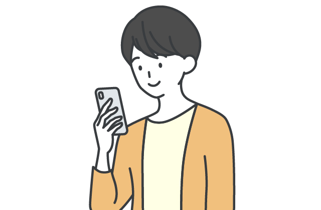 女性がスマホを見ているイラスト